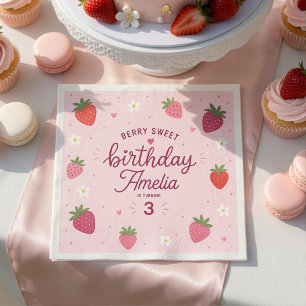 Serviette En Papier Anniversaire de fraise sucré aux baies Personnalis