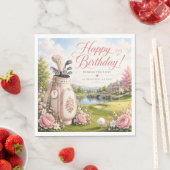 Serviette En Papier Anniversaire de golf pour golfeuse  (En situation)