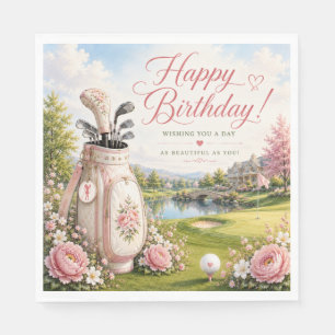 Serviette En Papier Anniversaire de golf pour golfeuse