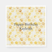 Serviette En Papier Anniversaire de Honeycomb jaune or (Devant)