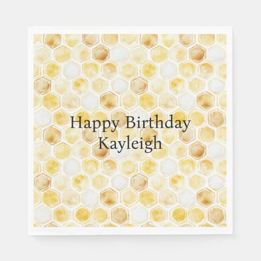 Serviette En Papier Anniversaire de Honeycomb jaune or (Devant)