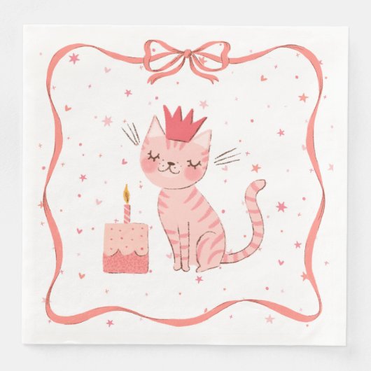 Serviette En Papier Anniversaire de Jolie Kitty (Devant)