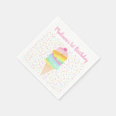 Serviette En Papier Anniversaire de la crème glacée arc-en-ciel mignon (Coin)