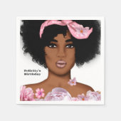 Serviette En Papier Anniversaire de la Dame afro-américaine (Devant)