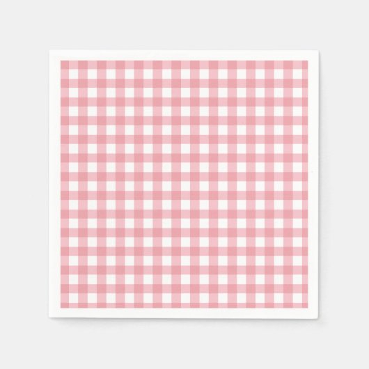 Serviette En Papier Anniversaire de la ferme rose en vichy (Devant)