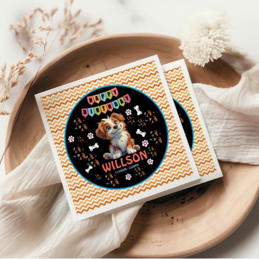 Serviette En Papier Anniversaire de la fête des chiots | Thème de chie