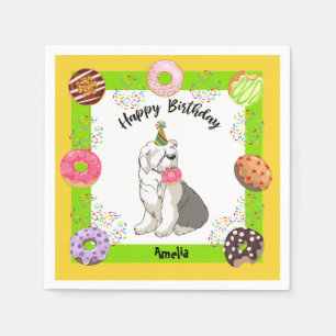 Serviette En Papier Anniversaire de la fête des Donuts de Sheepdog an