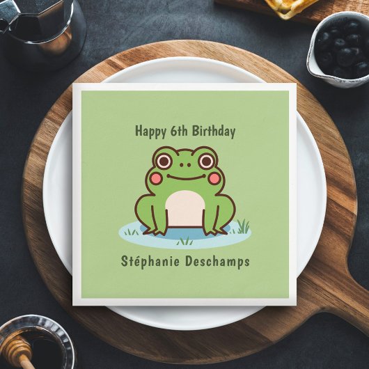 Serviette En Papier Anniversaire de la Grenouille mignonne
