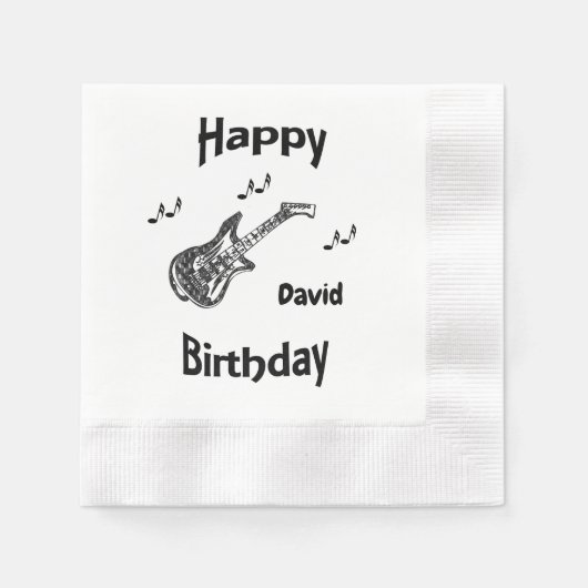 Serviette En Papier Anniversaire de la guitare électrique (Devant)