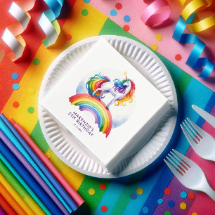 Serviette En Papier Anniversaire de la licorne arc-en-ciel magique