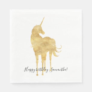 Serviette En Papier Anniversaire de la licorne d'or