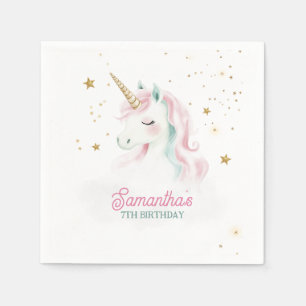 Serviette En Papier Anniversaire de la licorne, Pastel Unicorn, Arc en