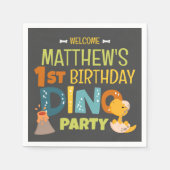 Serviette En Papier Anniversaire de la mignonne Dino Dinosaur (Devant)