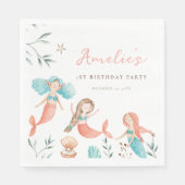 Serviette En Papier Anniversaire de la petite sirène (Devant)