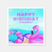 Serviette En Papier Anniversaire de la Piscine Rose (Devant)