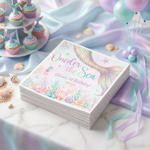 Serviette En Papier Anniversaire de la Sirène sous la Mer