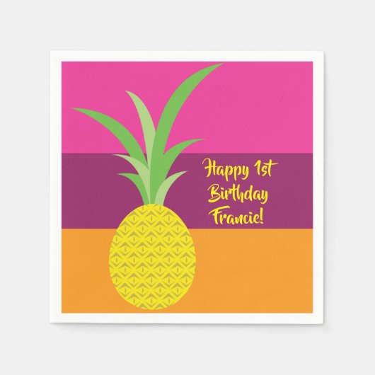 Serviette En Papier Anniversaire de l'ananas mignonne fête de l'enfant (Devant)