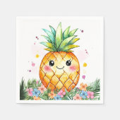 Serviette En Papier Anniversaire de l'ananas tropical Floral Aloha (Devant)