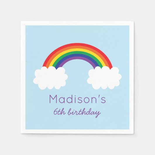 Serviette En Papier Anniversaire de l'arc-en-ciel mignon (Devant)
