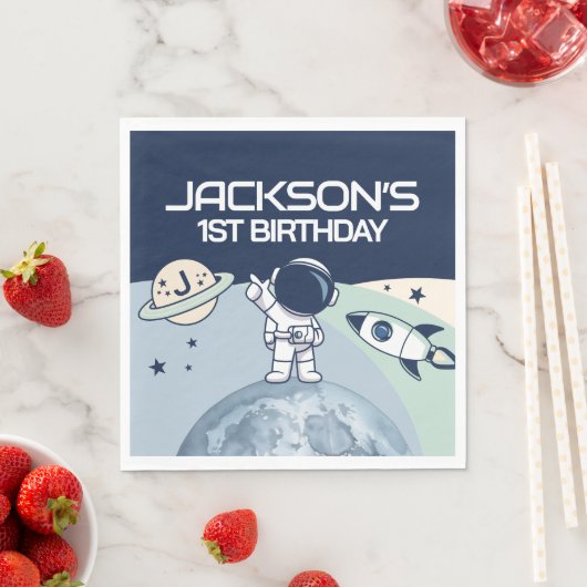 Serviette En Papier Anniversaire de l'astronaute spatial mignon (En situation)