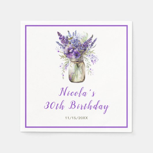 Serviette En Papier Anniversaire de Lavender Mason Jar (Devant)
