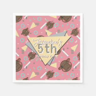 Serviette En Papier Anniversaire de l'hippie rose des années 80