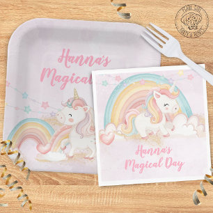 Serviette En Papier Anniversaire de Licorne Magique