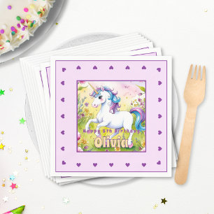 Serviette En Papier Anniversaire de Licorne Pastel Magique Personnalis