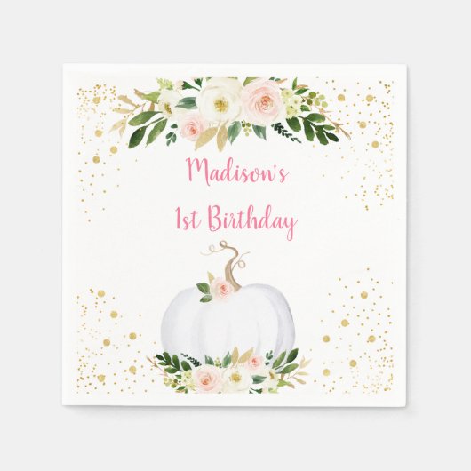 Serviette En Papier Anniversaire de l'or rose petit Citrouille (Devant)