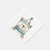 Serviette En Papier Anniversaire de l'ours vert | Winter Wonderland (Coin)