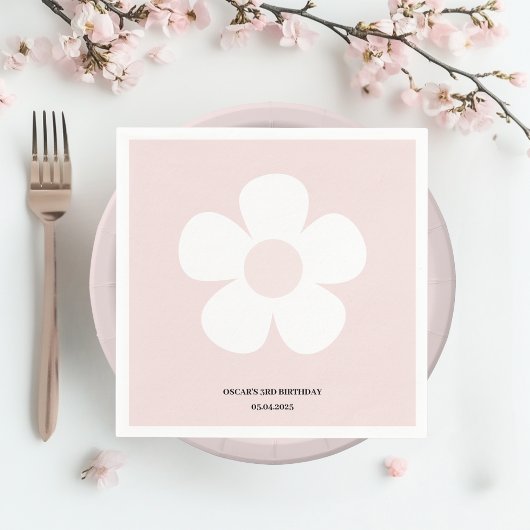 Serviette En Papier Anniversaire de marguerite rose - Décor de table d