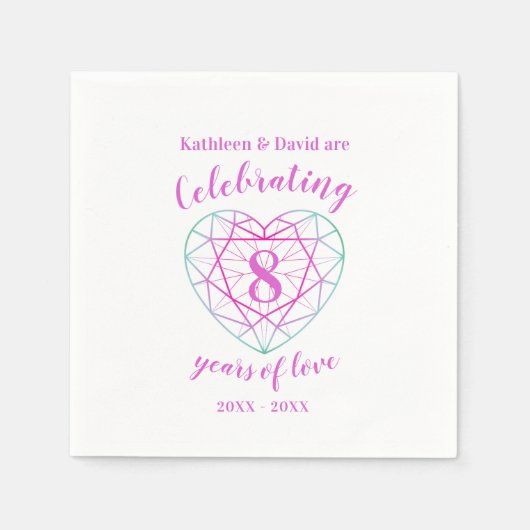 Serviette En Papier Anniversaire de mariage 8 ans d'amour serviettes (Devant)