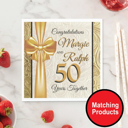 Serviette En Papier Anniversaire de mariage doré
