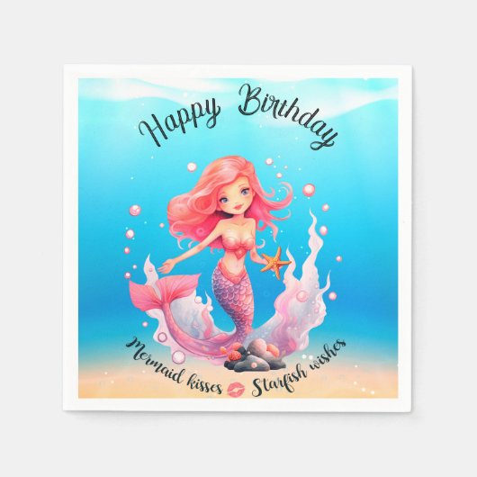 Serviette En Papier Anniversaire de Mermaid (Devant)