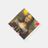 Serviette En Papier Anniversaire de Mona Lisa avec gâteau et ballons (Coin)