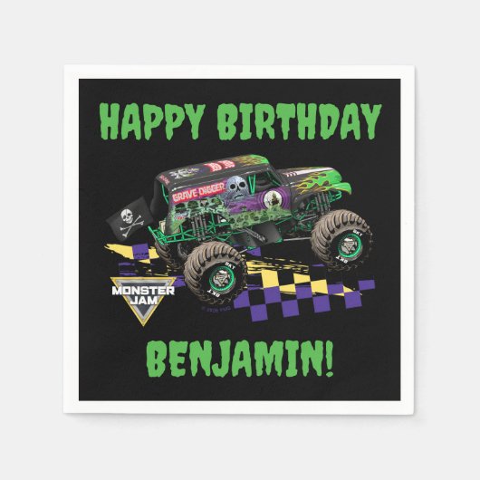 Serviette En Papier Anniversaire de Monster Jam Grave Digger (Devant)