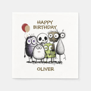Serviette En Papier Anniversaire de monstre pour enfants