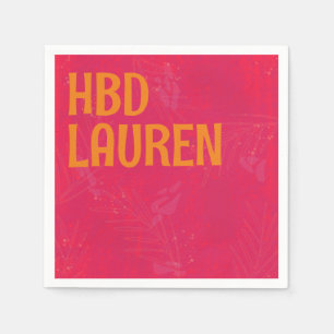 Serviette En Papier Anniversaire de Neon Pink Preppy