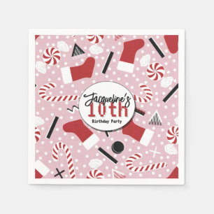 Serviette En Papier Anniversaire de Noël Rétro Rose Menthe
