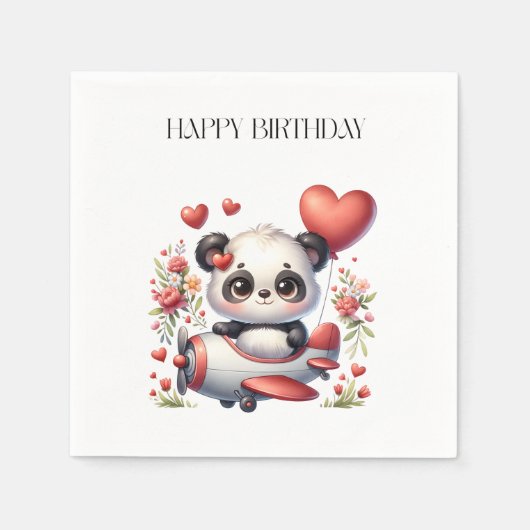Serviette En Papier Anniversaire de Panda Pilote (Devant)