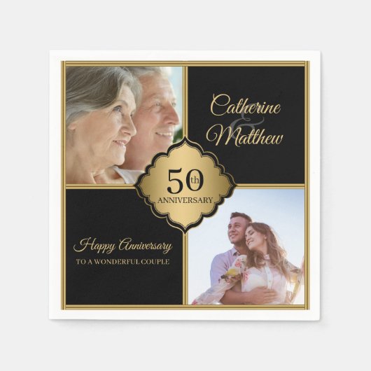 Serviette En Papier Anniversaire de photo personnalisé (Devant)