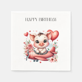 Serviette En Papier Anniversaire de Pilote Cochon