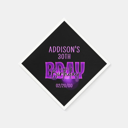 Serviette En Papier Anniversaire de Pink Neon (Coin)