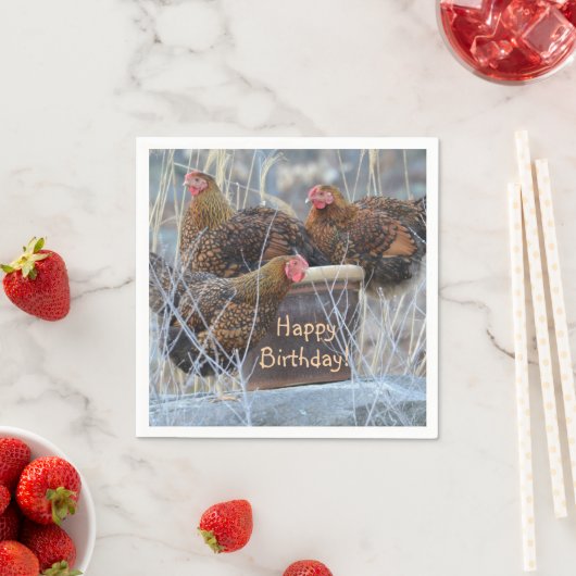 Serviette En Papier Anniversaire de poulets soyeux (En situation)