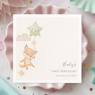 Serviette En Papier Anniversaire de premier anniversaire de renard mig