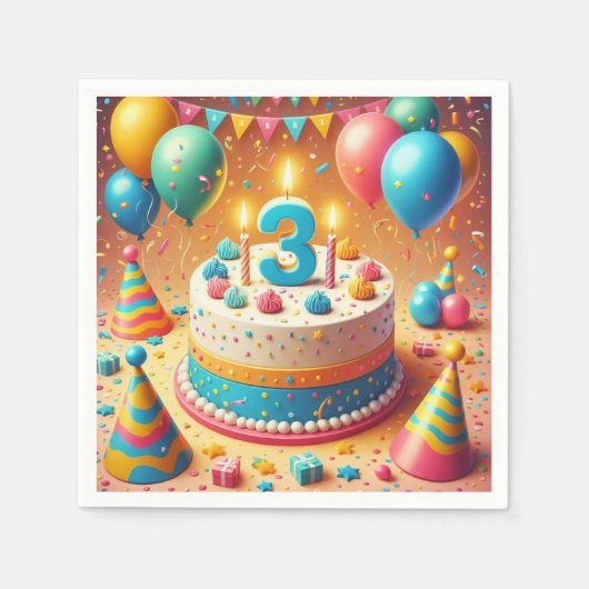 Serviette En Papier anniversaire de quatre ans (Devant)