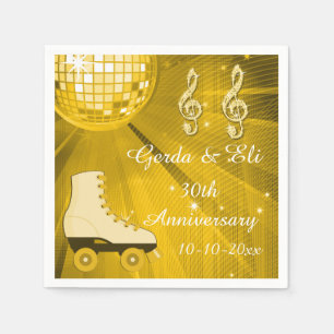 Serviette En Papier Anniversaire de raies de boule et de rouleau de