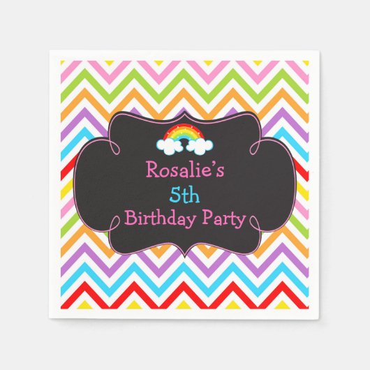 Serviette En Papier Anniversaire de Rainbow Party (Devant)