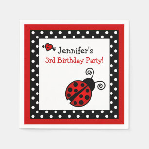Serviette En Papier Anniversaire de Red Ladybug - Pois noirs et blancs