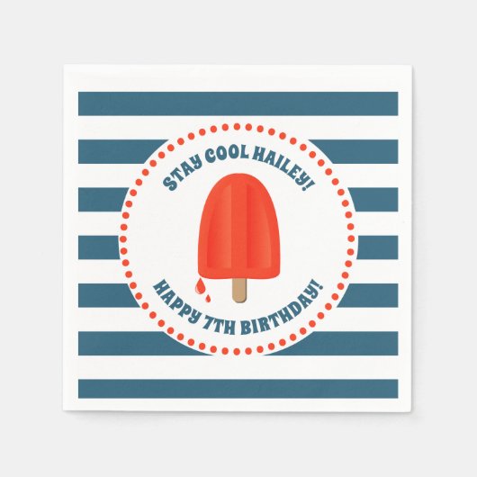 Serviette En Papier Anniversaire de Red Popsicle (Devant)